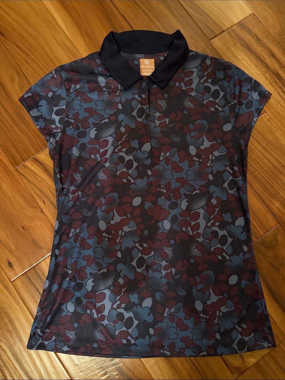 Hogan Floral-Print Button Down Polo in Navy and Burgundy